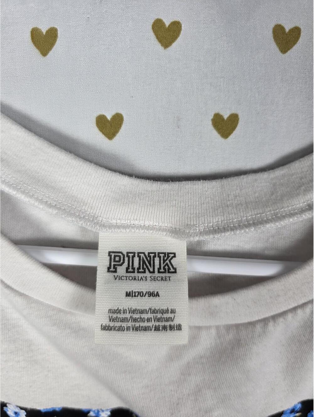 Victorias Secret PINK Floral White Logo Tee shirt MEDIUM - Picture 3 of 3